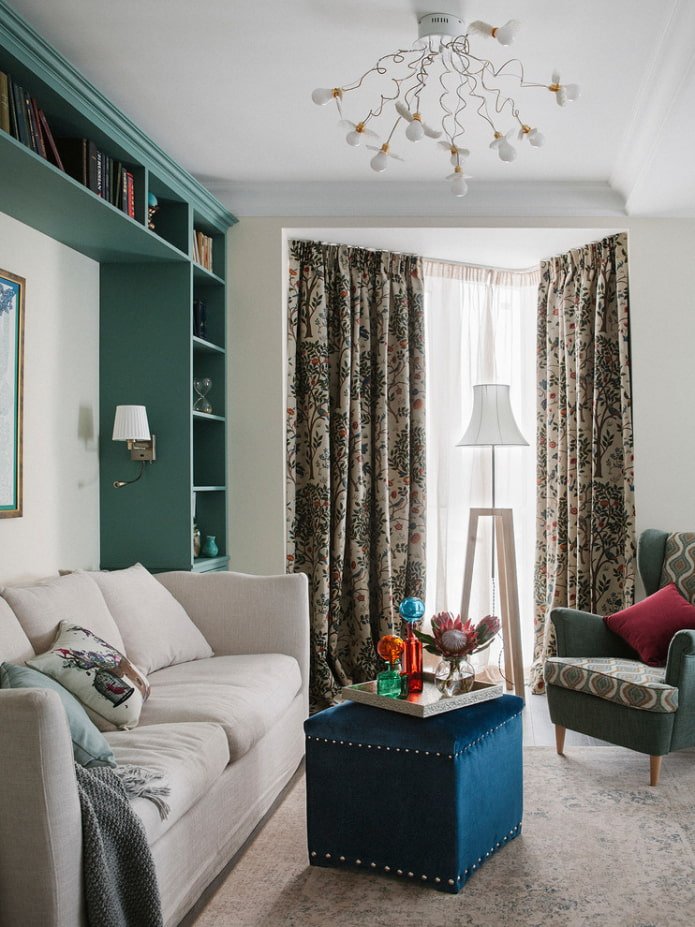 poef in het interieur van de woonkamer