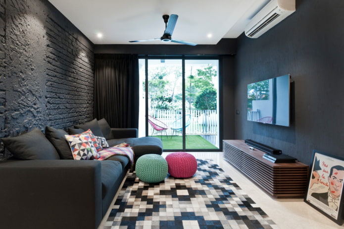 poefs in het interieur van de woonkamer