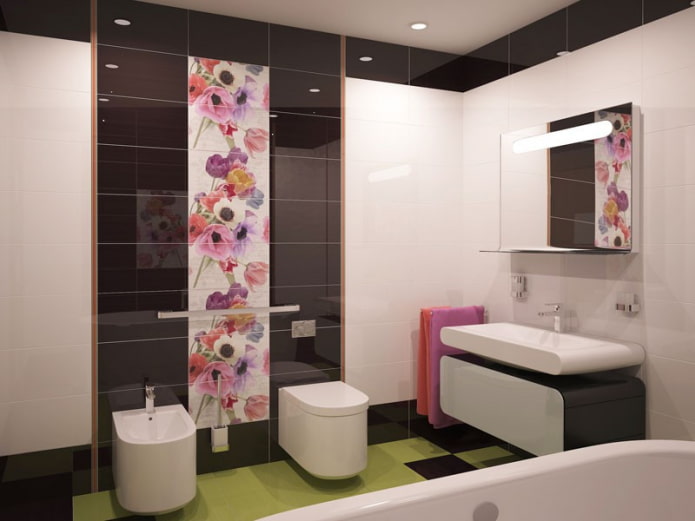tegelindeling in het badkamerinterieur