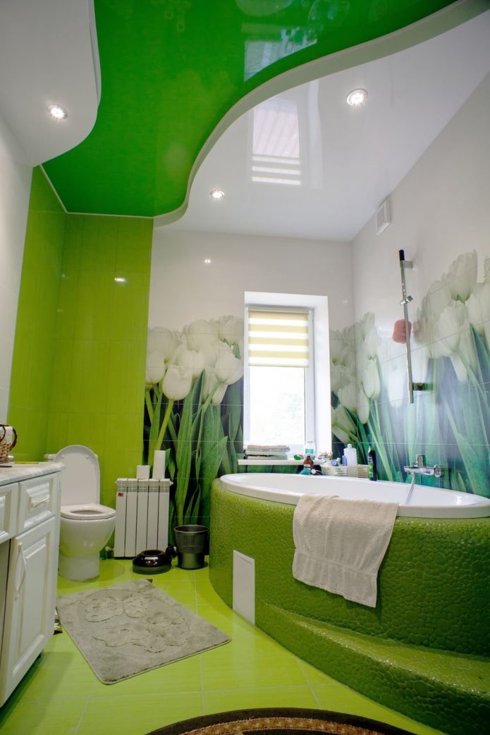 plafond met meerdere niveaus in de badkamer