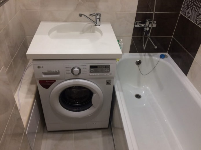 wasmachine onder de gootsteen