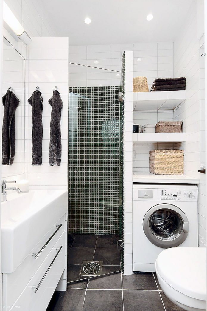 wasmachine in de badkamer