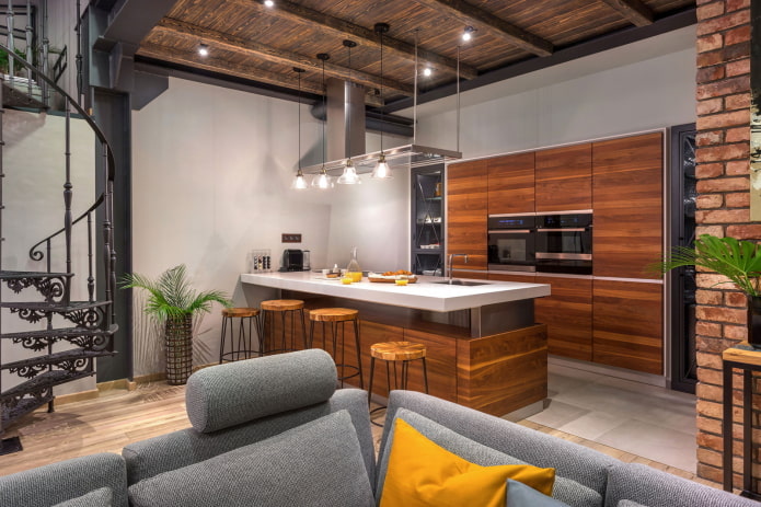 keuken-woonkamer in loftstijl