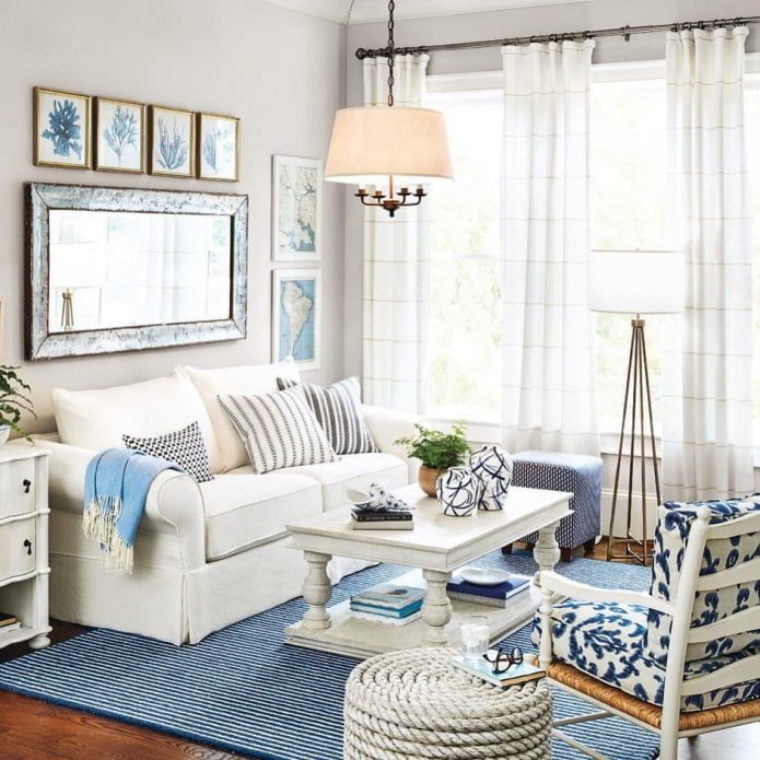 woonkamer in blauwe tinten