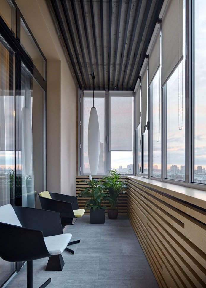 lamellenhangconstructie op de loggia