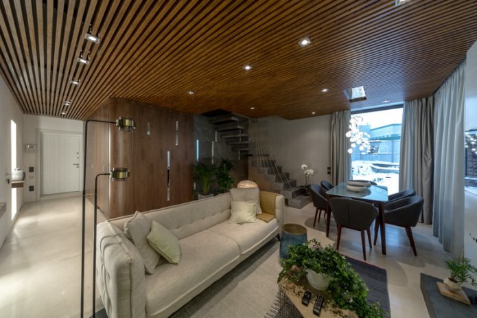 lamellenhangconstructie in de woonkamer
