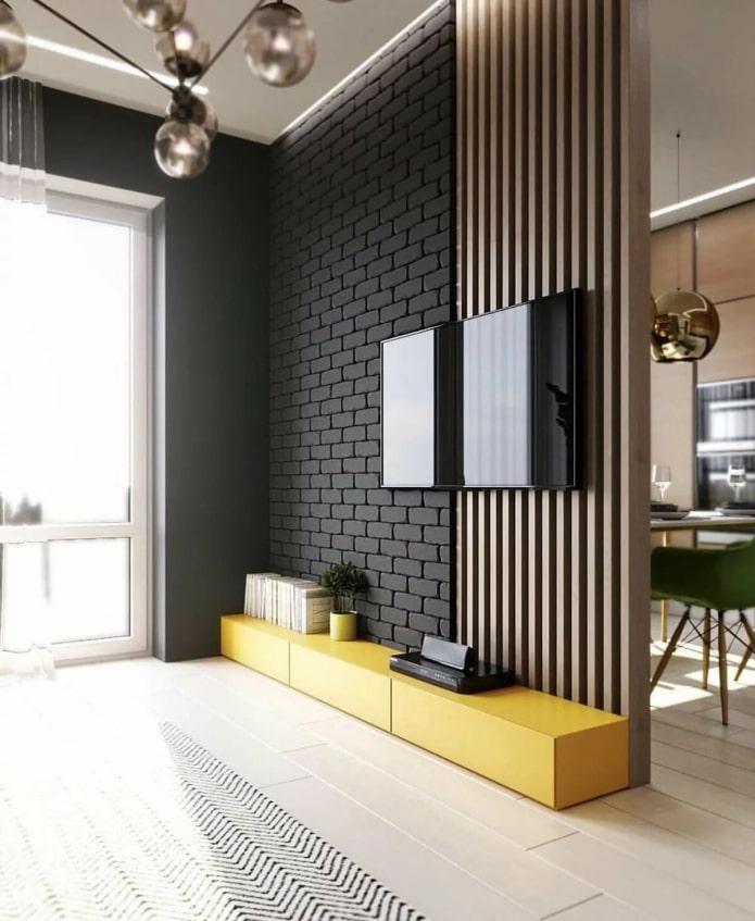 gecombineerde wand in de woonkamer