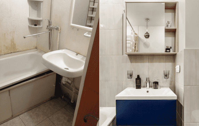 Foto's voor en na de renovatie