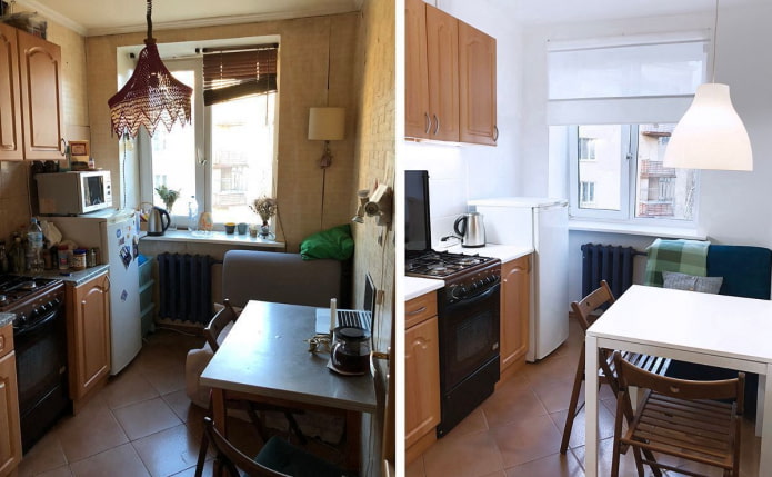 Foto's voor en na de renovatie