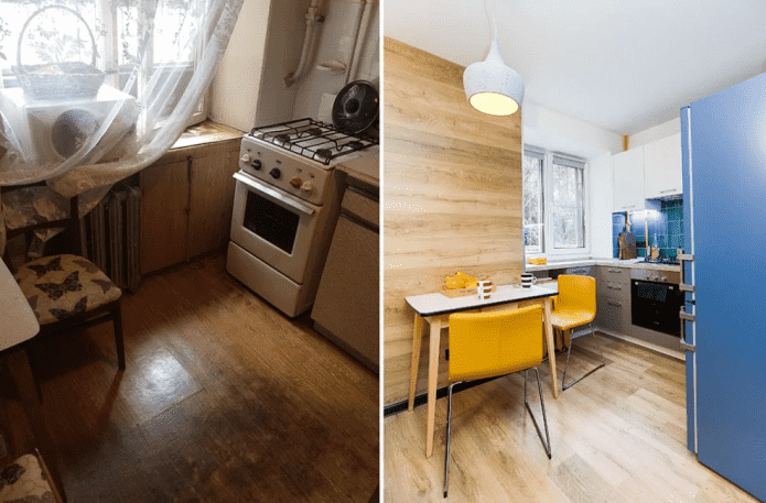 Foto's voor en na de renovatie