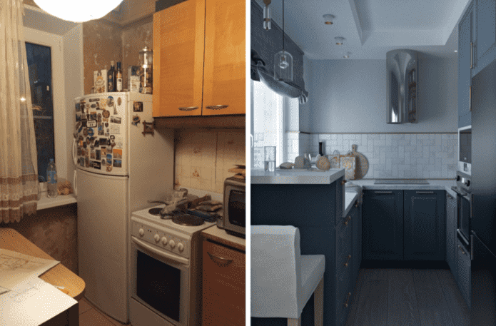 Foto's voor en na de renovatie