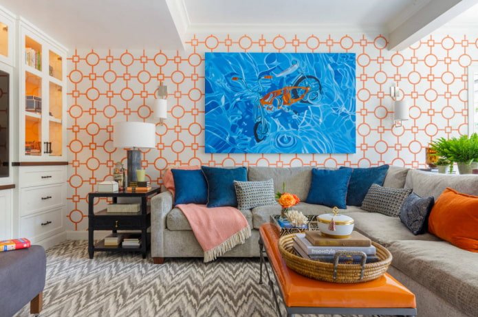 fel behang in retrostijl