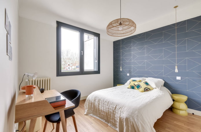 geometrisch behang in de slaapkamer