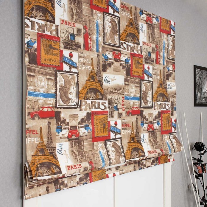 Romeinse fotogordijnen in het interieur