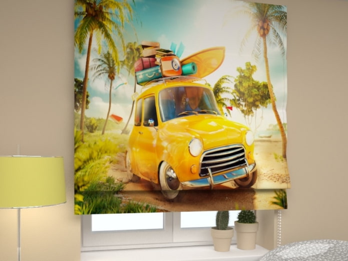 Romeinse fotogordijnen in het interieur