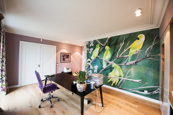 muurschildering met vogels