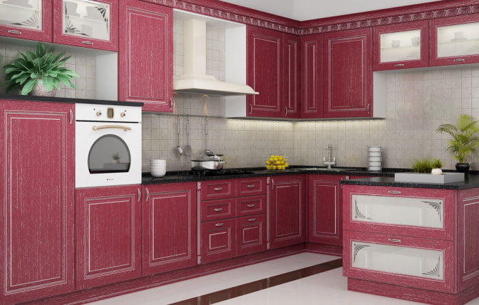 keukeninterieur in roze tinten