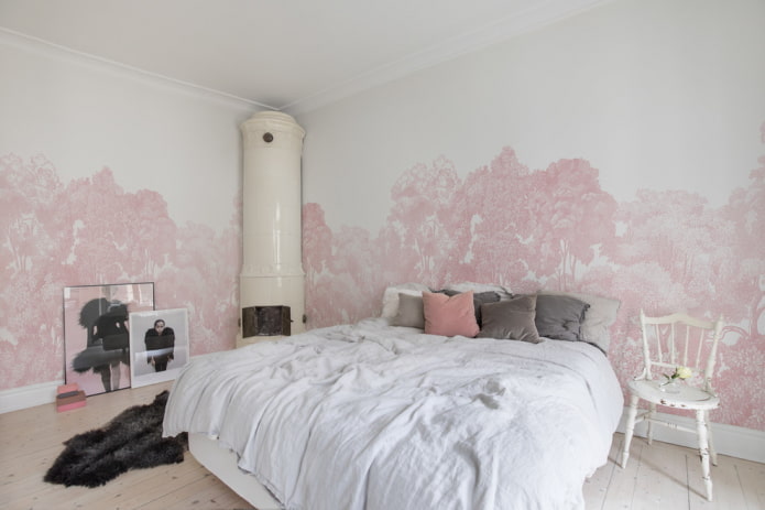 interieur van een wit-roze slaapkamer