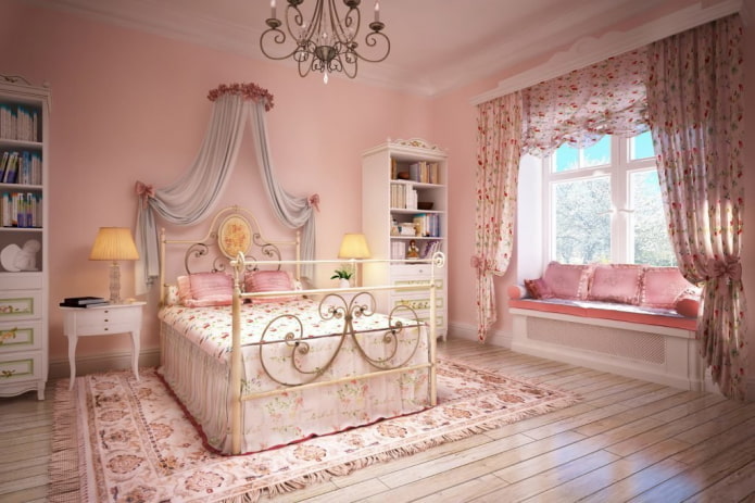 roze slaapkamer in Proven?aalse stijl