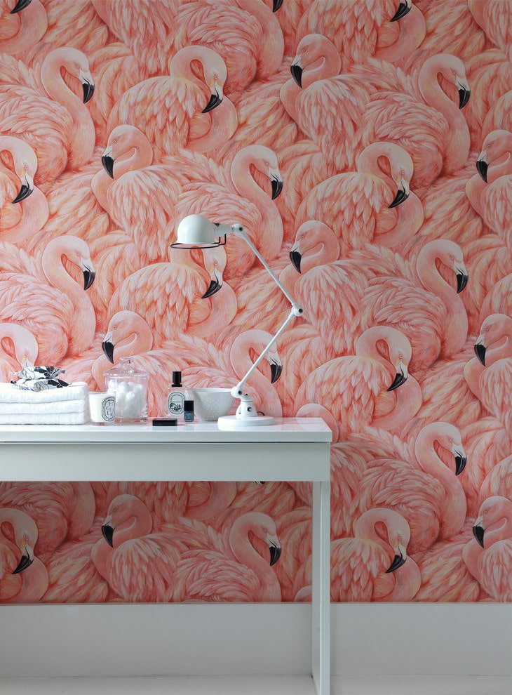 behang met flamingo