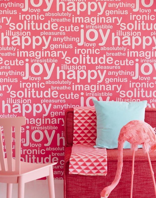 behang met inscripties