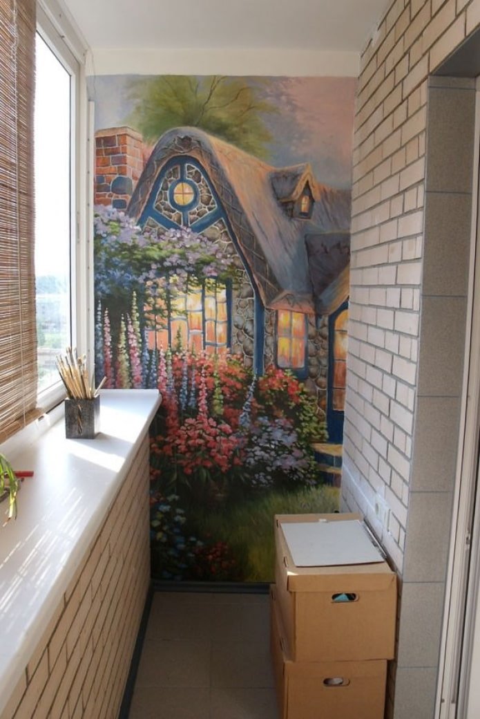 muurdecoratie op het balkon