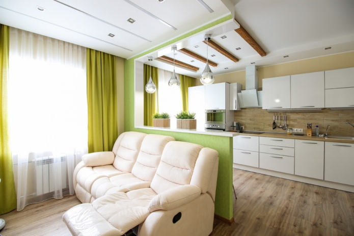 combinatie van lichtgroene en beige tinten 