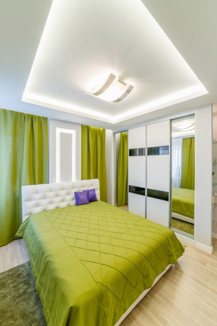 saladegroene textiel in de slaapkamer