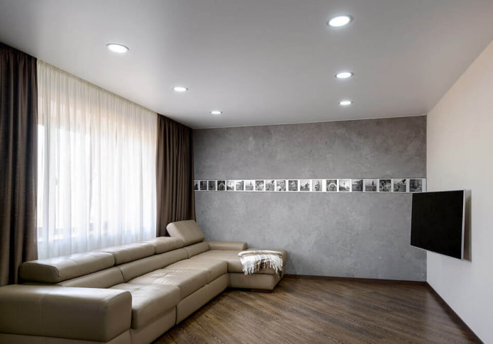 satijnen stretchstof in het interieur van de woonkamer