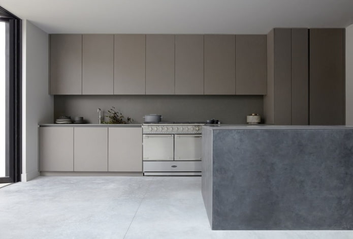 keukeninterieur in grijsbruine tinten
