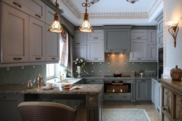 keukeninterieur in grijsbeige tinten