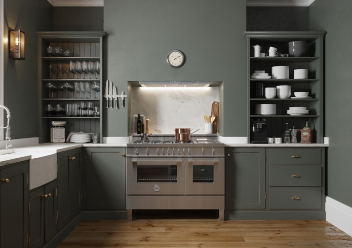 keukeninterieur in donkergrijze tinten