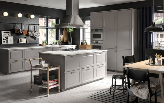 keukeninterieur in monochroom