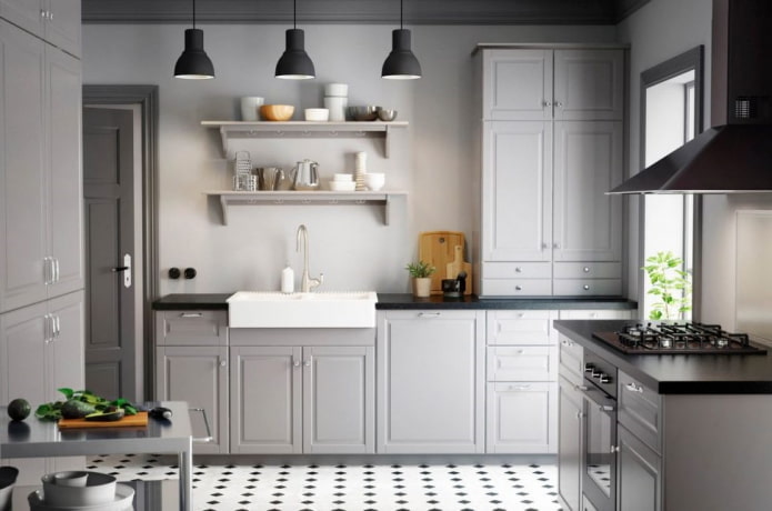keukeninterieur in monochrome tinten