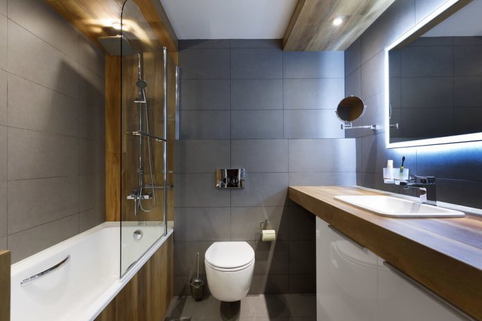 badkamerinterieur in grijsbruine tinten