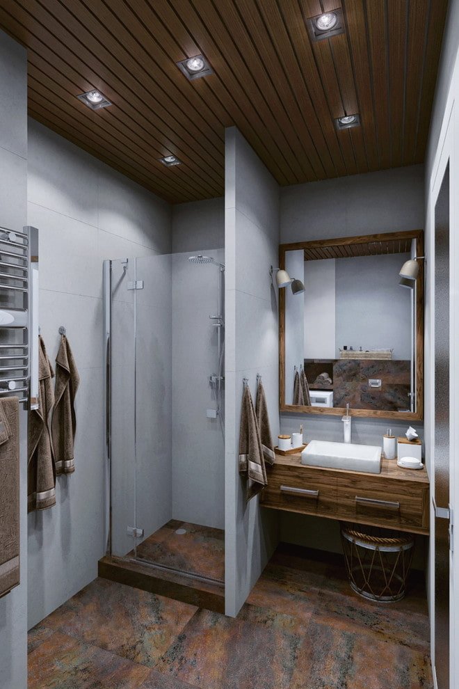 badkamerinterieur in grijsbruine tinten