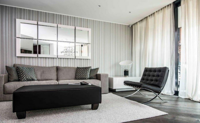 woonkamerinterieur in grijstinten
