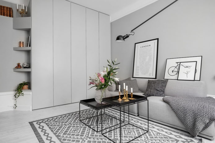 grijs interieur in Scandinavische stijl