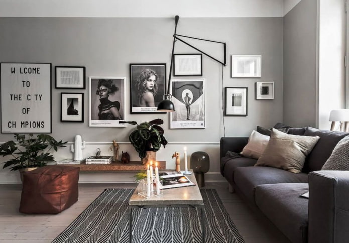 grijs interieur in Scandinavische stijl