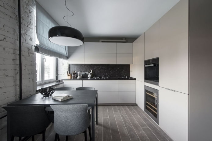 grijs interieur in minimalistische stijl