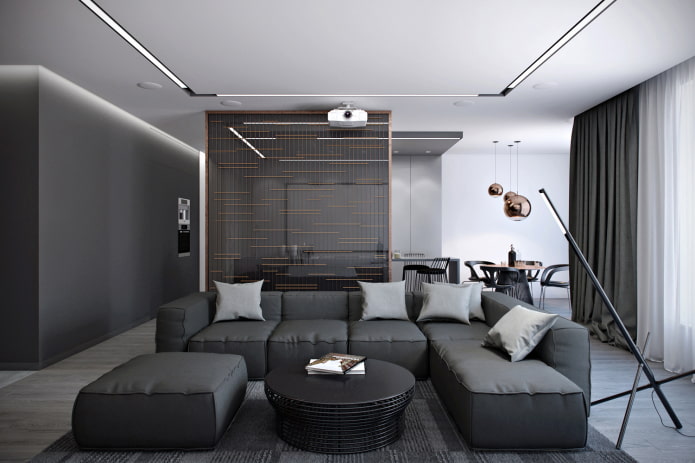 grijs interieur in hightech-stijl
