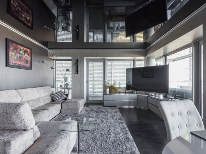 afwerking van het interieur in grijstinten