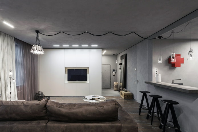 verlichting in het interieur in grijstinten
