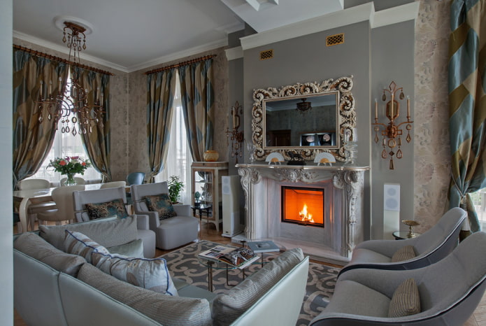grijs interieur in klassieke stijl