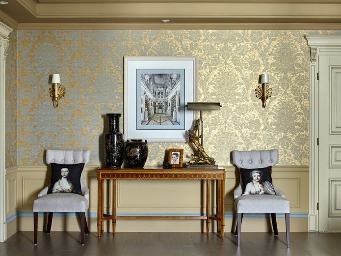 jacquardbehang in het interieur