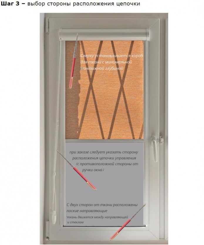 de locatie van de ketting kiezen (rolgordijn UNI1)