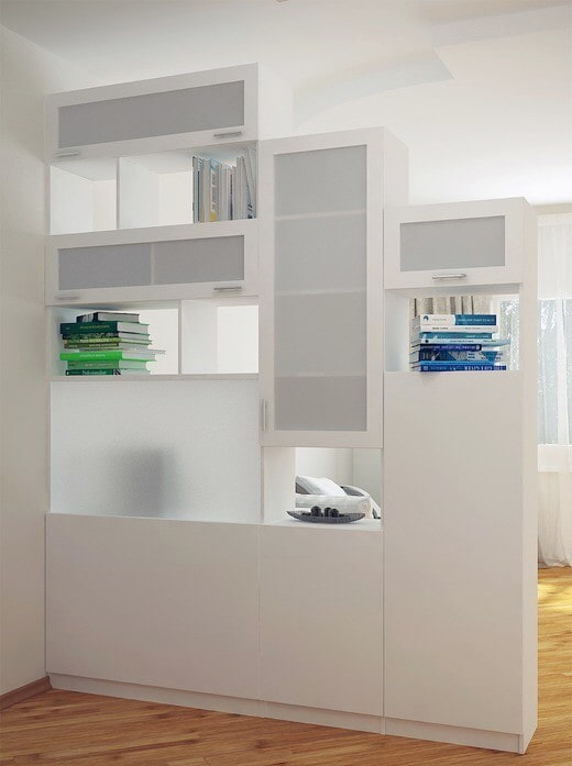 ladderkast in de vorm van een scheidingswand in het interieur