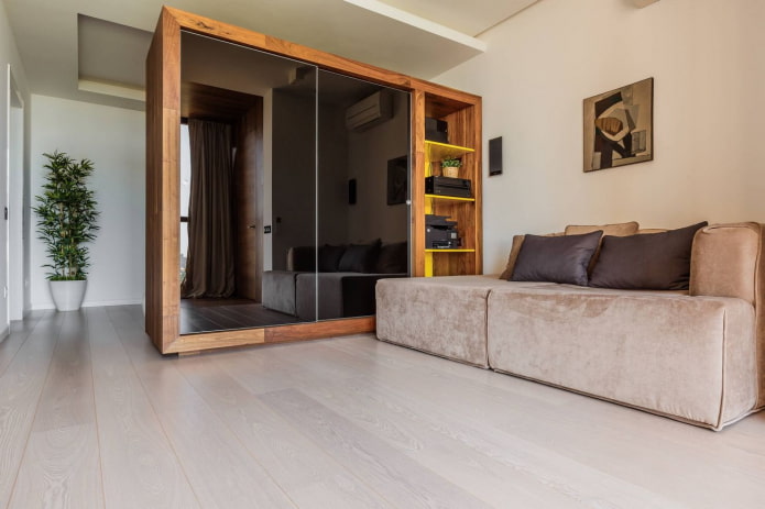 zonering met een kledingkast in het interieur van de hal