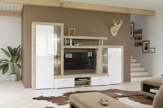 Kledingkast in het interieur van de hal in een moderne stijl