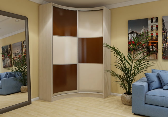 radiuskast in het interieur van de woonkamer